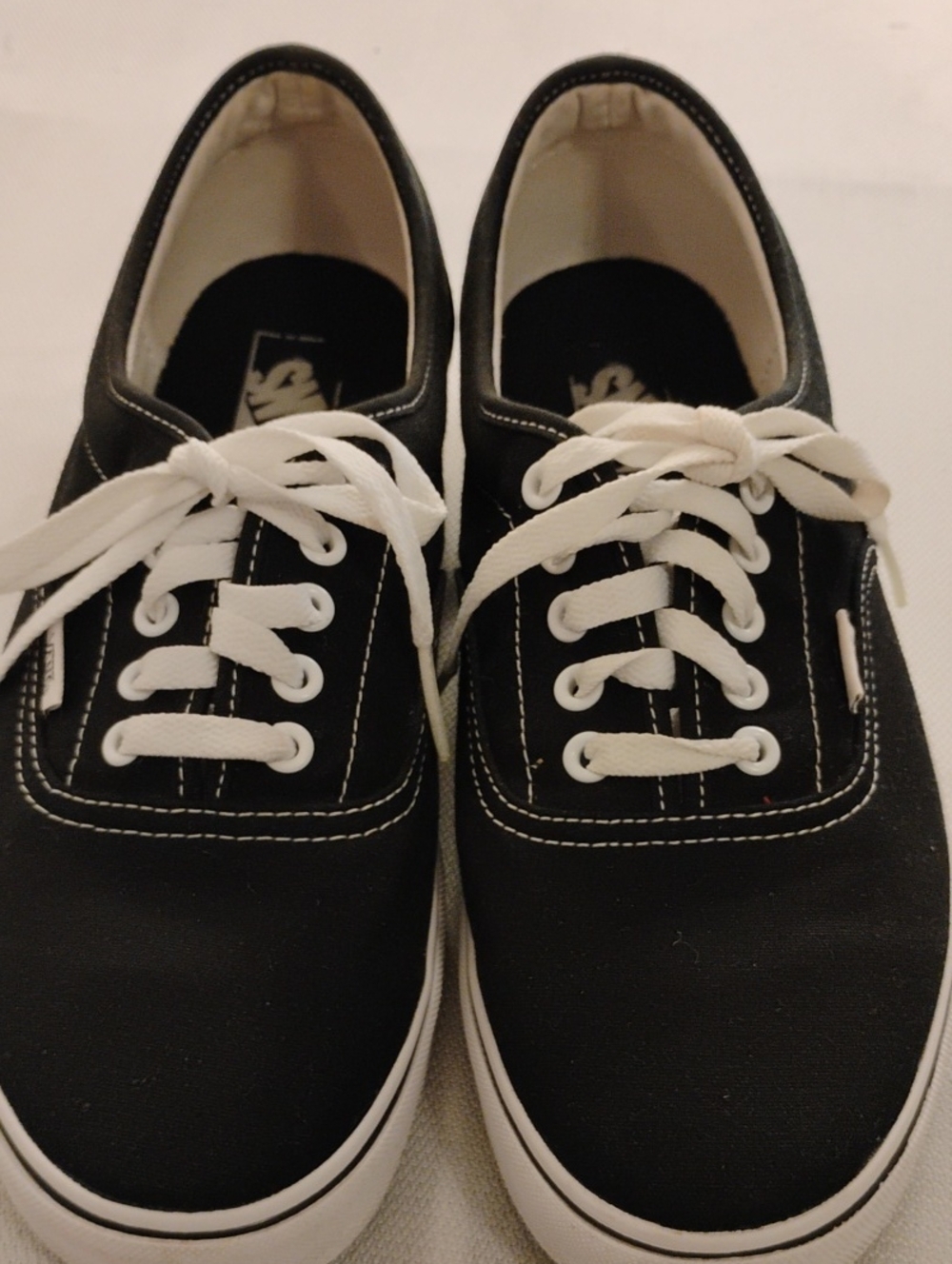 Vans Classic Black Canvas Sneakers with White Laces